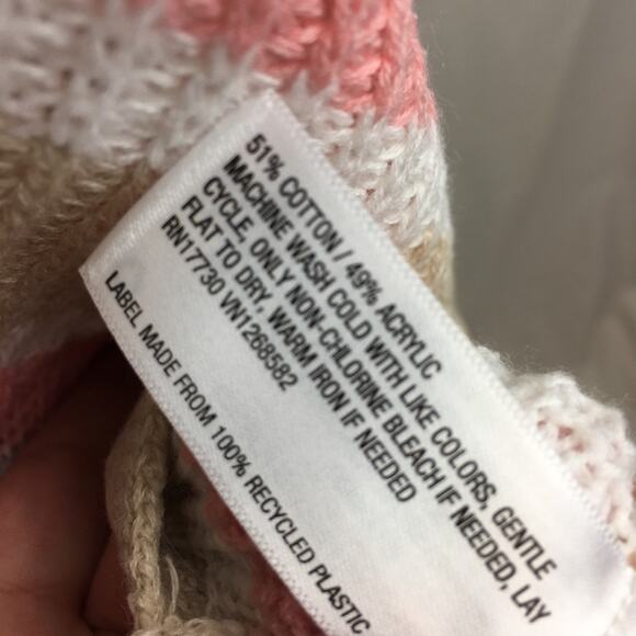 Wild Fable V Neck Striped Knit Sweater Tan Pink L - Picture 12 of 12